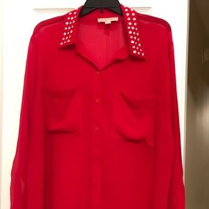 Michael Kors Sheer Red Blouse